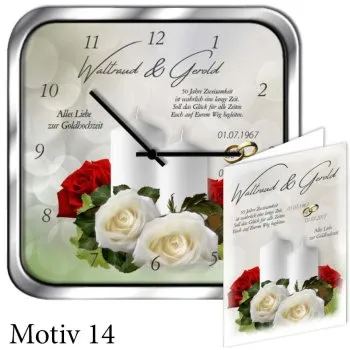 Geschenk zum 50. Hochzeitstag - persönliche Metalluhr eckig